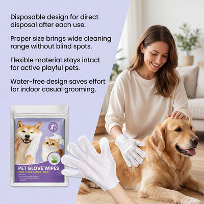 Pet Glove Wipes, Pouch of 7