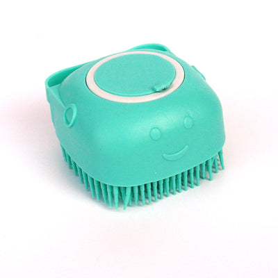 Silicone Dog Bath Brush with Shampoo Dispenser — Gentle Massage Scrubber for Dogs & Cats