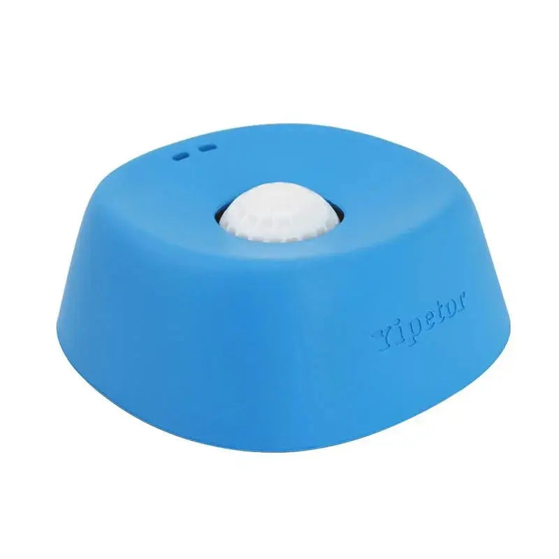 No-spill liquid treat bowl, blue, with rolling ball