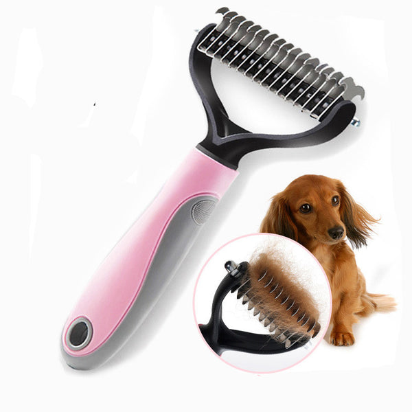 2-in-1 dog grooming comb for detangling and deshedding long hair breeds