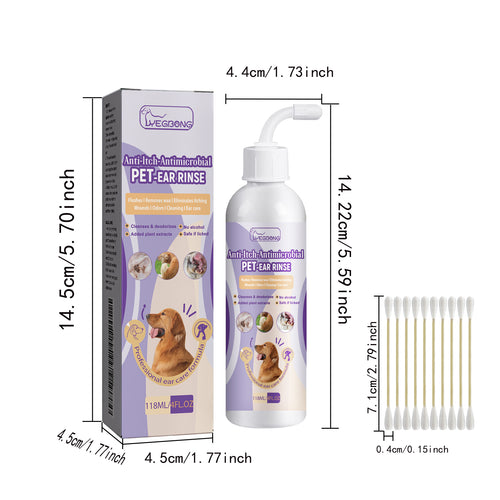 Ear wash bottle and box with measurements