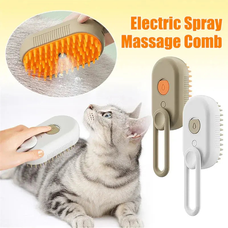 3-in-1 electric pet grooming brush for dogs and cats with bristle attachment
