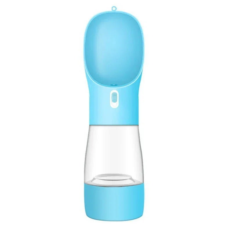 Portable dog water bottle with built-in bowl for hiking and travel