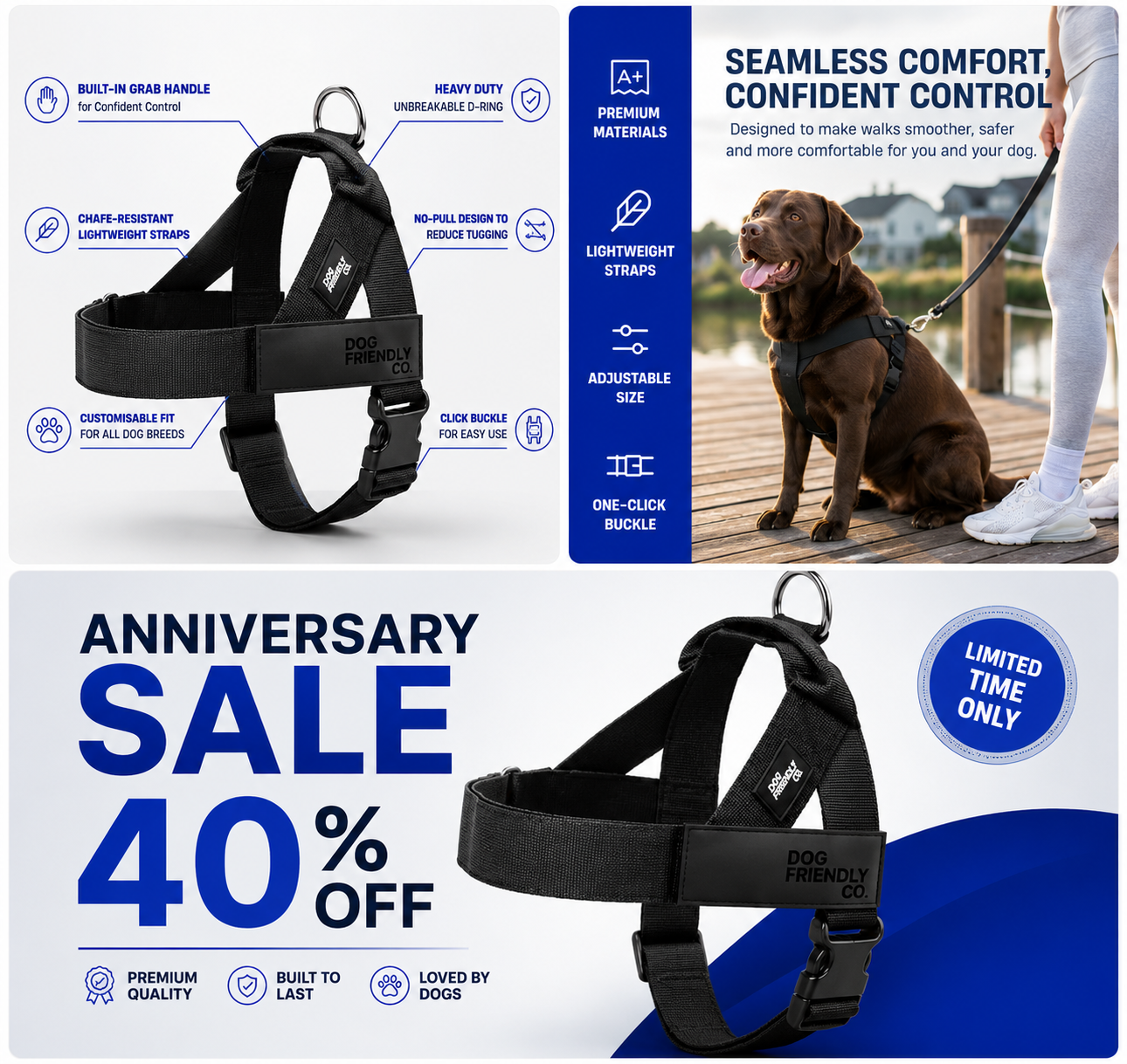 No-pull dog harness with front clip reflective adjustable escape-proof - ReliableGoods