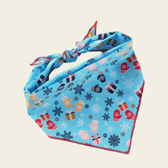 Blue Winter Mittens cotton bandana, tied